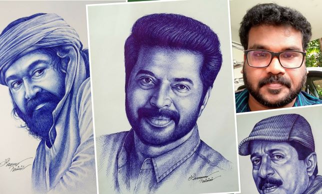 രമണൻ്റെ ബോൾപോയൻ്റ് പേനയിൽ വിരിയുന്നത് ജീവൻ തുടിക്കുന്ന ചിത്രങ്ങൾ