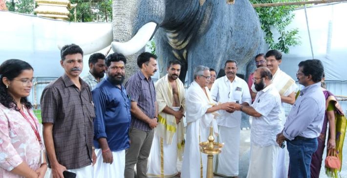 ഗുരുവായൂർ കേശവൻ പ്രതിമയുടെ പുനർനിർമ്മാണം തുടങ്ങി